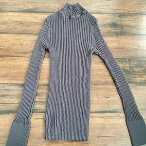 LOFT Heather Gray Ribbed Sweater